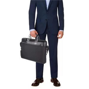 Tumi Arrive Hamilton Black Nylon and Leather Briefcase with Shoulder Strap